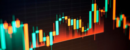 Candle stick graph chart of stock market investment trading.