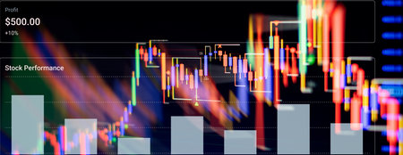 Candle stick graph chart of stock market investment trading.