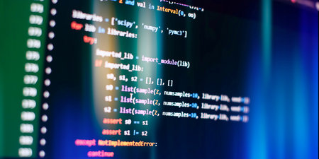 Cyber space concept. programming code on computer screen.