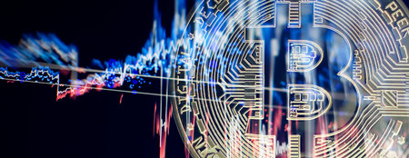 Bitcoin Stock Growth. Chart shows a strong increaseの写真素材