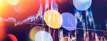 Candle stick graph chart of stock market investment trading.の写真素材