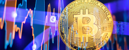 Bitcoin Stock Growth. Chart shows a strong increaseの写真素材