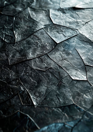Abstract background with hammered metal texture, dents and scratches, contrasting light and shadow. Generative AIの素材
