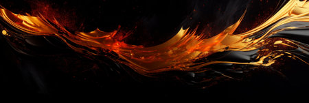 Abstract background with metallic paint splatters on a dark background, high contrast. Generative AIの素材