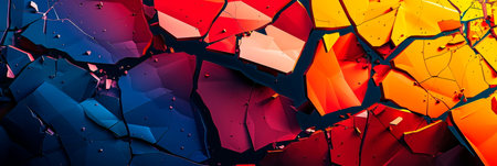 Shattered geometric shards, bold contrasting colors, abstract fragmented design. Generative AIの素材