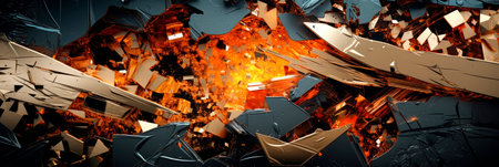 Abstract collage with metallic foil pieces, various textures, contrasting colors. Generative AIの素材