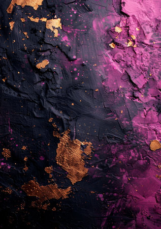 Metallic paint splashes and textured background with drops and brush strokes. Generative AIの素材