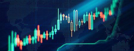 Business graph charts of financial board display candlestick doubleの写真素材