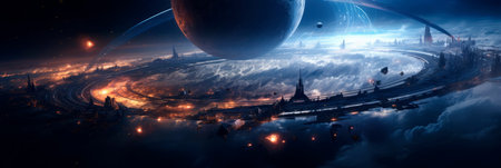 space tourism experience, Magic space sky background. Generative AIの素材