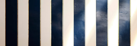 Elegant nautical stripes, summer background, navy blue, white, gold accents Generative AIの素材