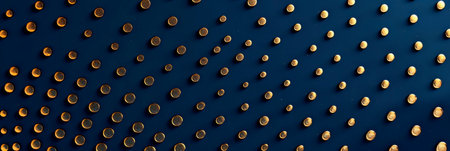 simple polka dot pattern on a dark blue background with glittery gold dots. Generative AIの素材