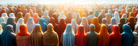 A symbolic of the unity and brotherhood among Muslims during Eid. Generative AIの素材