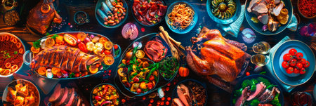 various juicy meats from roasts to drumsticks. Generative AIの素材