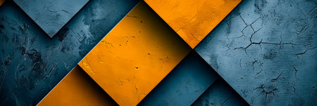 Elegant silver and yellow theme, sophisticated dark blue background with gold lettering and geometric patterns.Generative AIの素材