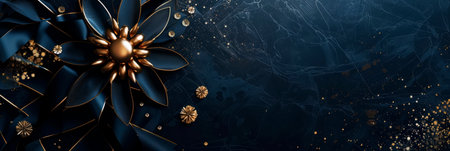 blue dark background decorated with gold and exquisite geometric patterns. Generative AIの素材