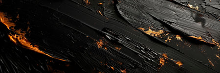 Metallic bronze brushstrokes on a black canvas. Generative AIの素材