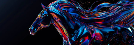 Metallic Abstract Animals metallic colors against a black background. Generative AIの素材