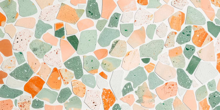 Minimalist terrazzo pattern, elegant summer colors, cream, terracotta, sage green, modern background Generative AIの素材