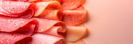 Sliced deli meats with perfect marbling, from salami to prosciutto, Generative AIの素材