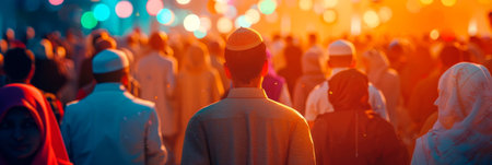 A symbolic of the unity and brotherhood among Muslims during Eid. Generative AIの素材