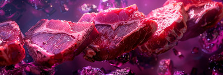 Exotic meat cuts like kangaroo and ostrich, detailed textures. Generative AIの素材