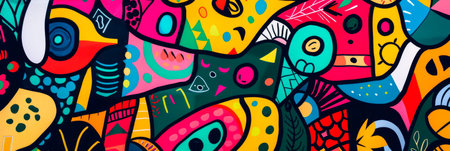 A background funky patterns, combining various shapes and colors. Generative AIの素材