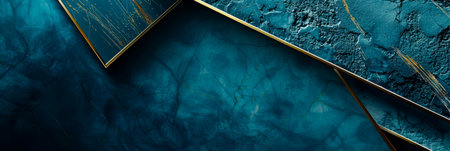 blue dark background decorated with gold and exquisite geometric patterns. Generative AIの素材