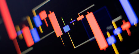 Financial stock market graph and candlestick chart suitable for financial investment concept. Economy trends background for business idea and all art work design.の写真素材