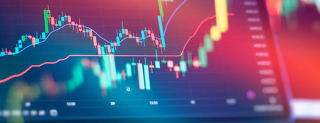 Financial stock market graph and candlestick chart suitable for financial investment concept....