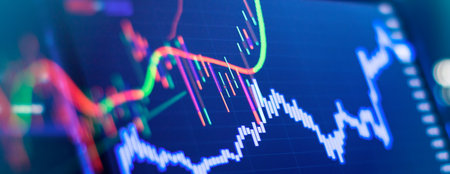 Financial market graph on monitor. Business and finance concept. Selective focus.の写真素材