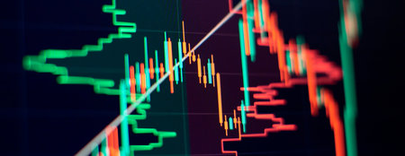 Financial data on monitor which including of Market Analyze. Bar graphs, Diagrams, financial...