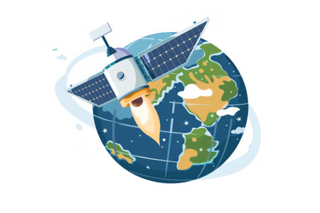 A satellite launching into space, capturing Earth's beauty, highlighting the need for conservation from above. Generative AIの素材