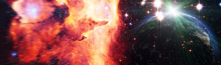 Space background. Collage on space, science.の写真素材