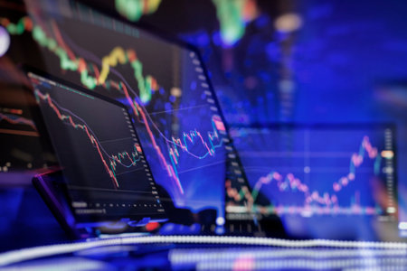 Business graph charts of financial board display candlestick doubleの写真素材