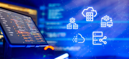 technology industry concept development of programming and coding