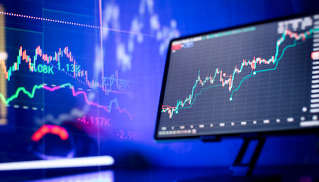 Technical analysis on the monitor of a computer. Fundamental andの写真素材