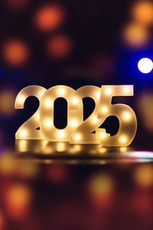 Merry Christmas and happy new year concept, Banner.Happy New Year 2025. A symbol from the numberの写真素材