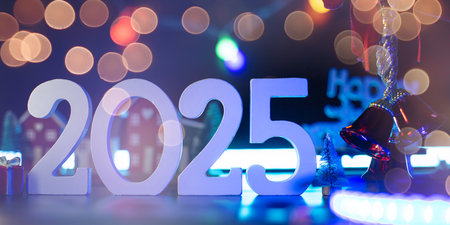 Background to New Year 2025. Beautiful Panoramic web bannerの写真素材