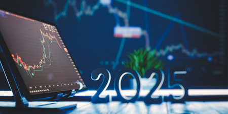 Futuristic Financial Market Trends 2025 Digital Stock Trading Analytics and Technology Concept with Growthの写真素材