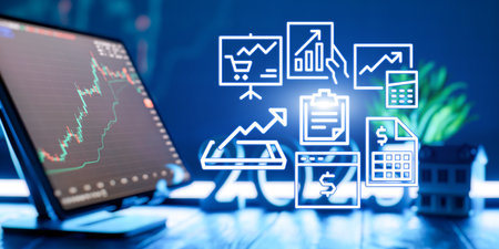 Futuristic Financial Market Trends 2025 Digital Stock Trading Analytics and Technology Concept with Growthの写真素材
