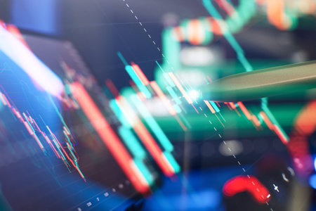 Candle stick graph chart of stock market investment trading.の写真素材