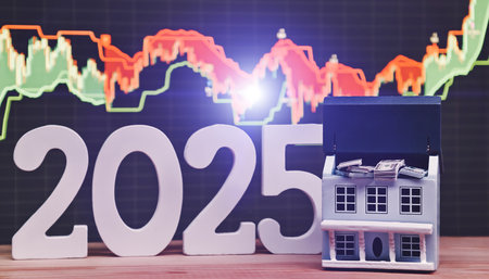 2025 real estate and stock market trends: financial growth, housing investment, and economicの写真素材