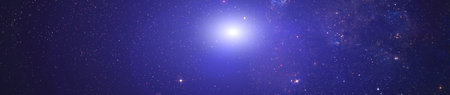 Vivid skyscape with bright star, distant galaxies and countless stars in deep