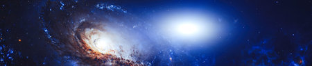 Spectacular galactic spiral with glowing core and starry background in deep space