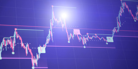 Candlestick showing chart market fluctuationsの写真素材