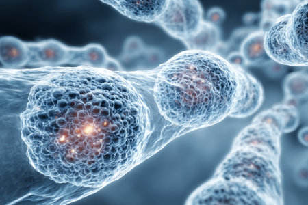 interconnected neural cells with glowing synapses, representing brain activity, artificial intelligence, and deep learning.の素材