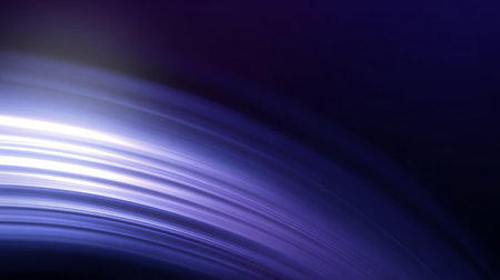 Flowing curved wave of glowing purple and blue light streaks against a dark background, symbolizing motion, energy, and futuristic design.の素材