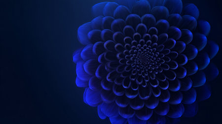 stylized blue paper flower featuring layered petals and a textured golden center, creating an elegant abstract design.の素材