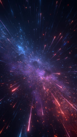 Colorful Light Speed Travel Through Cosmic Space .Generative AIの素材