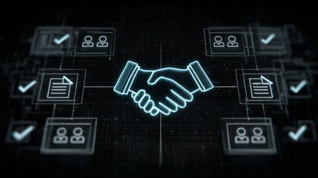 Business Agreement and Team Collaboration Icon Concept .Generative AIの素材